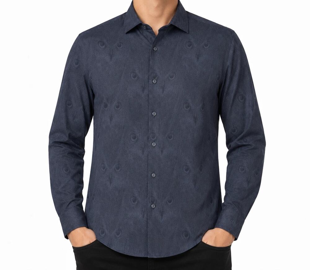 Jared Lang Shirt Mens Large Gray Owl Face Cotton Long Sleeve Regular Fit